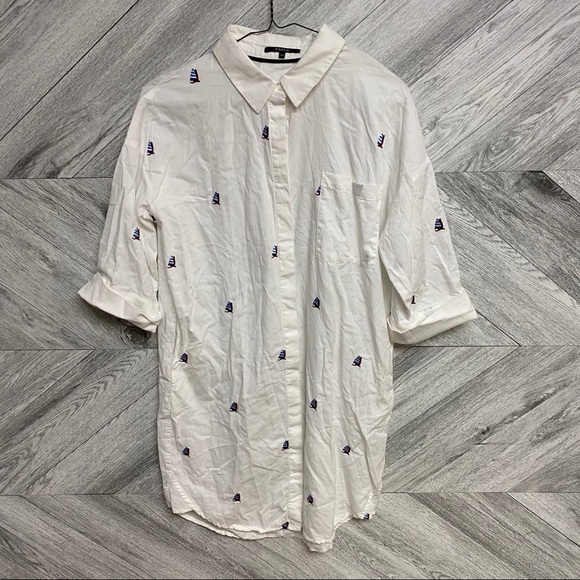 FRNCH | Sailboat Shirt Dress White Size Small/ Med - Picture 6 of 10